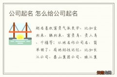公司起名 怎么给公司起名