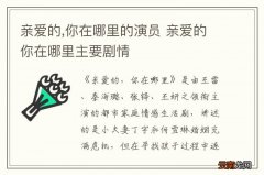 亲爱的,你在哪里的演员 亲爱的你在哪里主要剧情