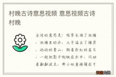 村晚古诗意思视频 意思视频古诗村晚