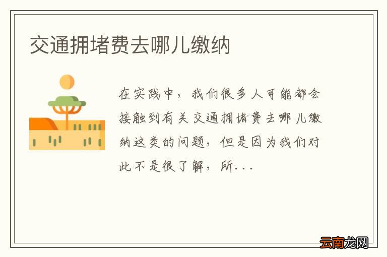 交通拥堵费去哪儿缴纳