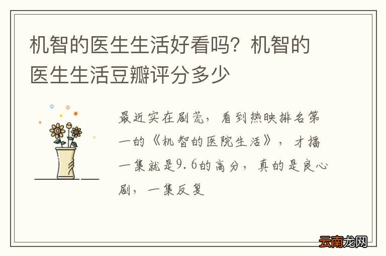 机智的医生生活好看吗？机智的医生生活豆瓣评分多少