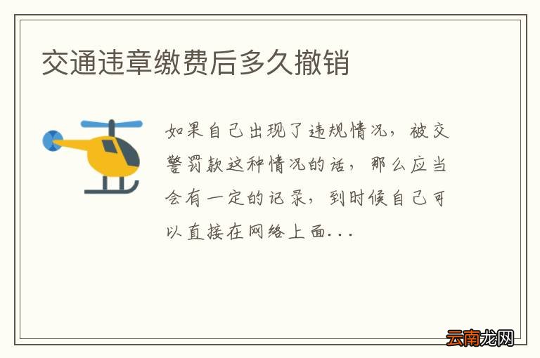 交通违章缴费后多久撤销