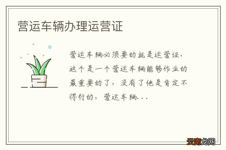 营运车辆办理运营证