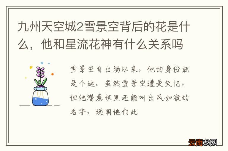 九州天空城2雪景空背后的花是什么，他和星流花神有什么关系吗?