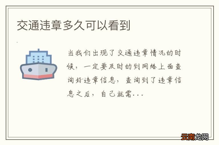 交通违章多久可以看到