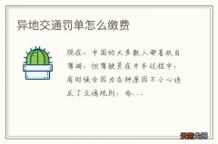异地交通罚单怎么缴费