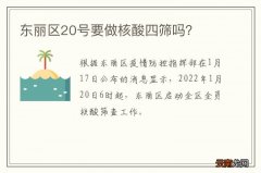 东丽区20号要做核酸四筛吗？