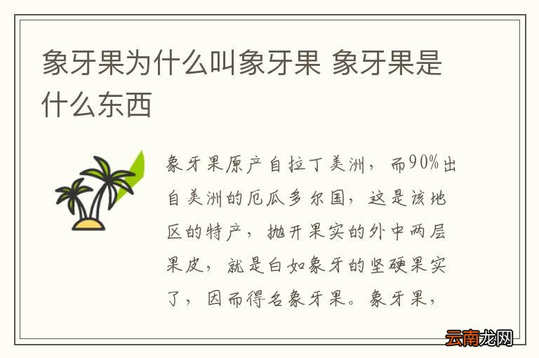 象牙果为什么叫象牙果 象牙果是什么东西