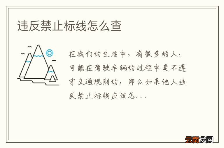违反禁止标线怎么查