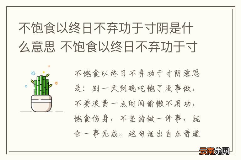 不饱食以终日不弃功于寸阴是什么意思 不饱食以终日不弃功于寸阴是什么意思简写