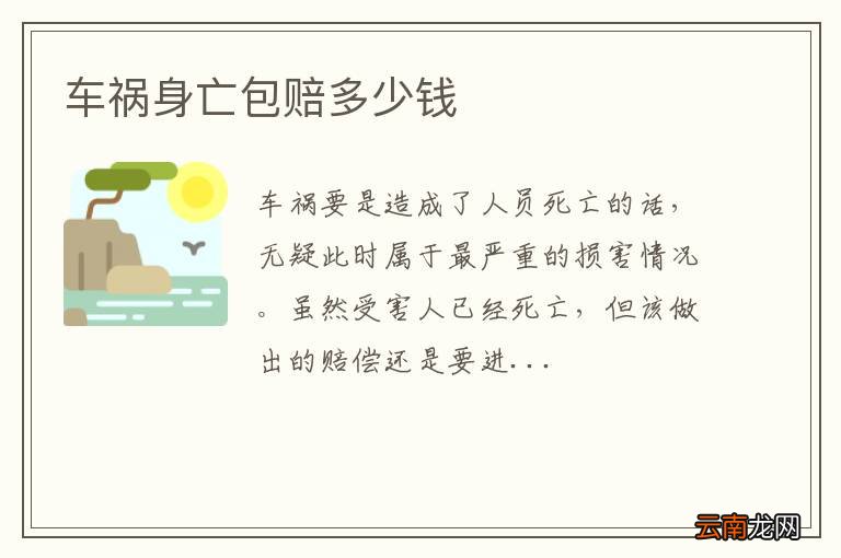 车祸身亡包赔多少钱