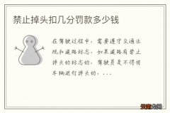 禁止掉头扣几分罚款多少钱