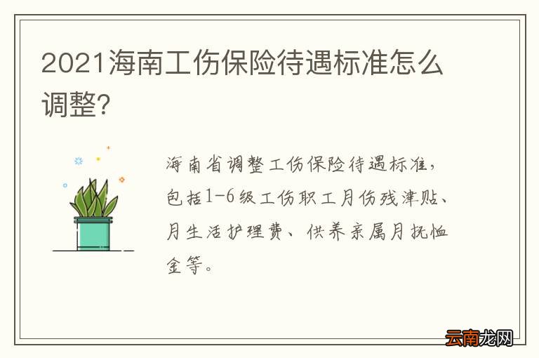 2021海南工伤保险待遇标准怎么调整？