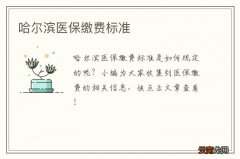 哈尔滨医保缴费标准