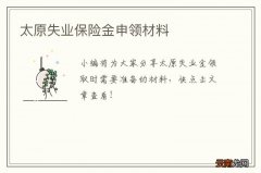 太原失业保险金申领材料