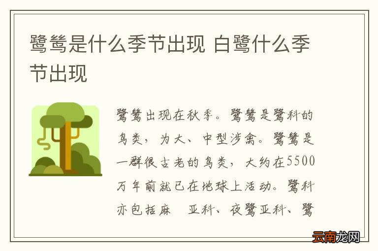 鹭鸶是什么季节出现 白鹭什么季节出现