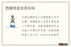 西雅特是合资车吗