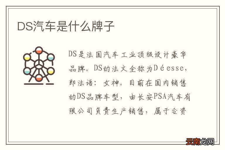 DS汽车是什么牌子