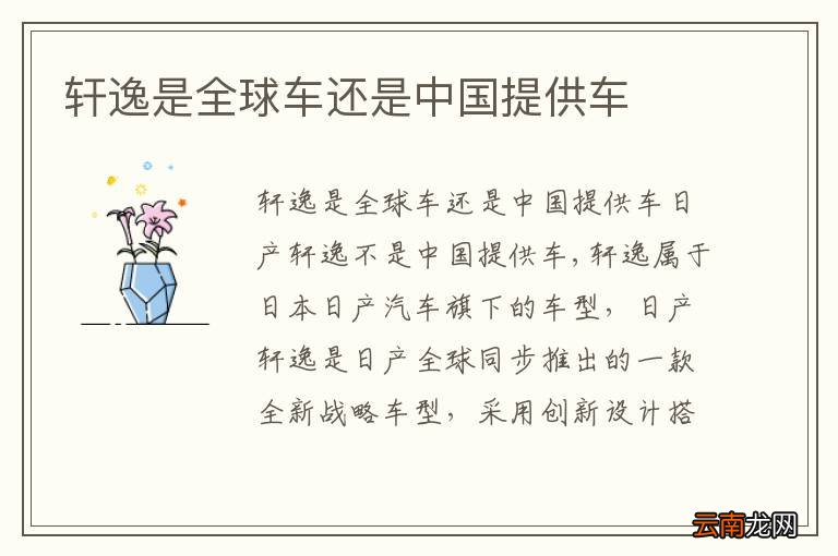 轩逸是全球车还是中国提供车