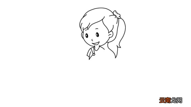 送花的小女孩简笔画