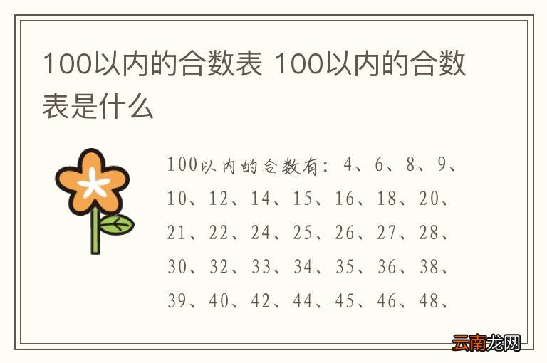 100以内的合数表 100以内的合数表是什么