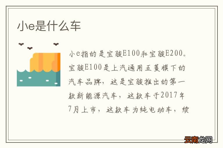 小e是什么车