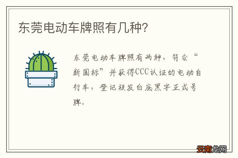 东莞电动车牌照有几种？