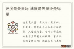 速度是矢量吗 速度是矢量还是标量