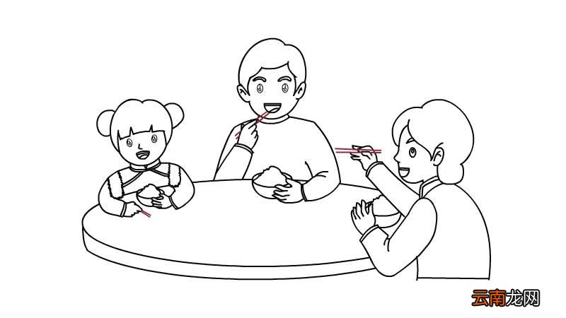年夜饭简笔画