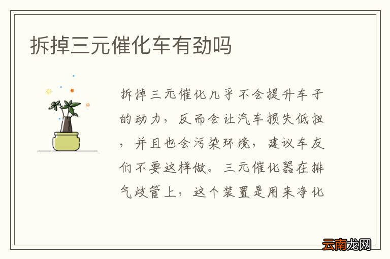 拆掉三元催化车有劲吗