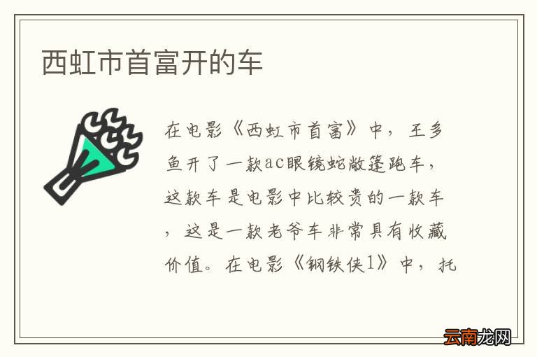 西虹市首富开的车