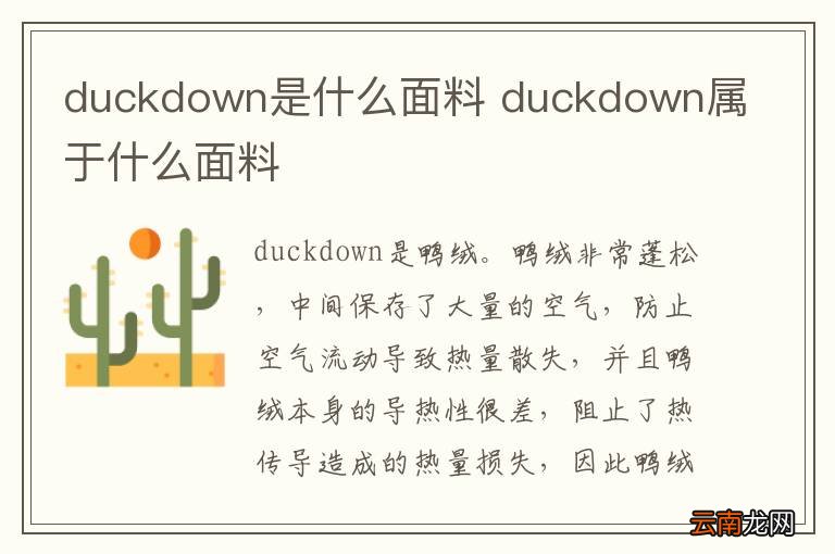 duckdown是什么面料 duckdown属于什么面料