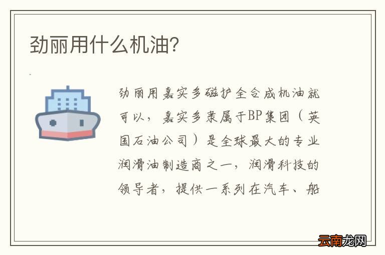 劲丽用什么机油？