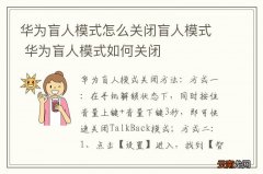 华为盲人模式怎么关闭盲人模式 华为盲人模式如何关闭