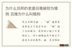 为什么刘邦的老婆吕稚被称为娥驹 吕雉为什么叫娥姁
