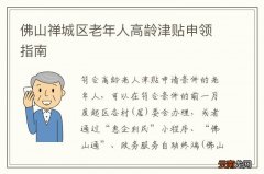 佛山禅城区老年人高龄津贴申领指南