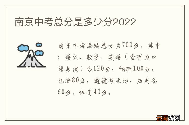 南京中考总分是多少分2022