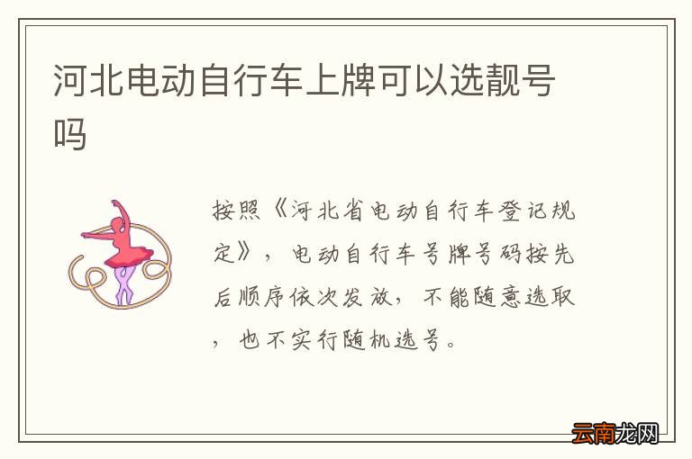 河北电动自行车上牌可以选靓号吗