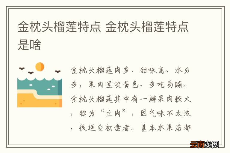 金枕头榴莲特点 金枕头榴莲特点是啥