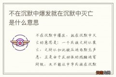 不在沉默中爆发就在沉默中灭亡是什么意思