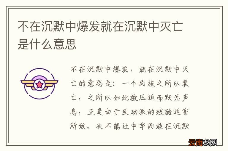 不在沉默中爆发就在沉默中灭亡是什么意思