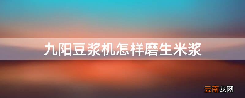 九阳豆浆机怎样磨生米浆