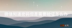 微信知道密码但是需要验证怎么办