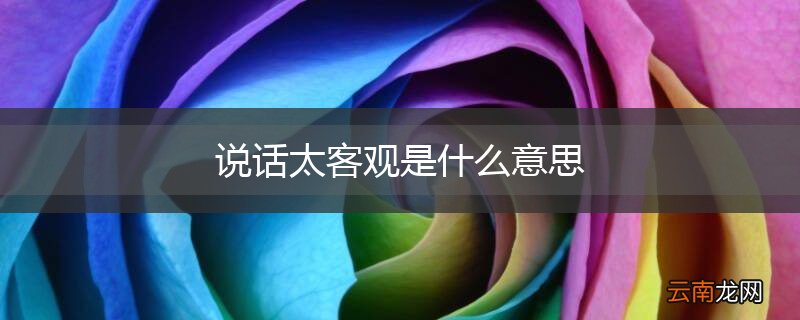 说话太客观是什么意思