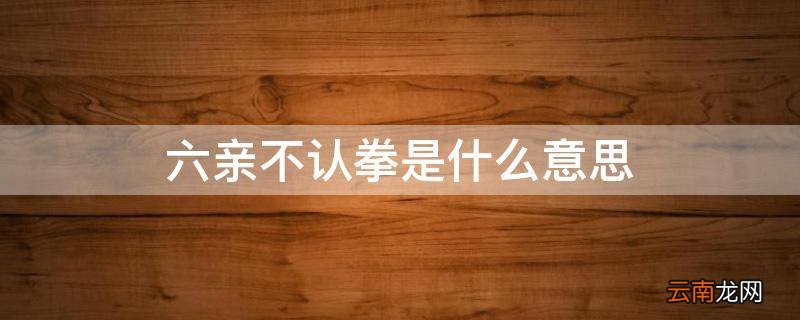 六亲不认拳是什么意思