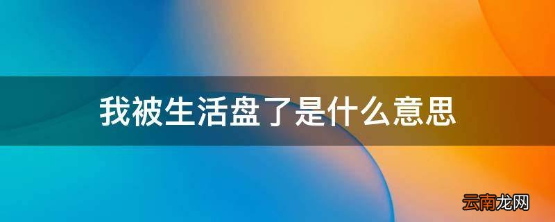 我被生活盘了是什么意思