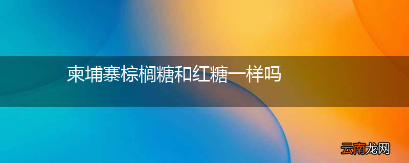 柬埔寨棕榈糖和红糖一样吗