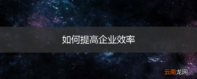如何提高企业效率