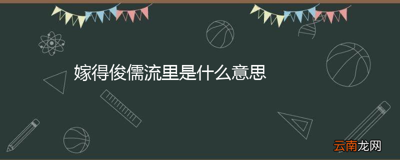 嫁得俊儒流里是什么意思