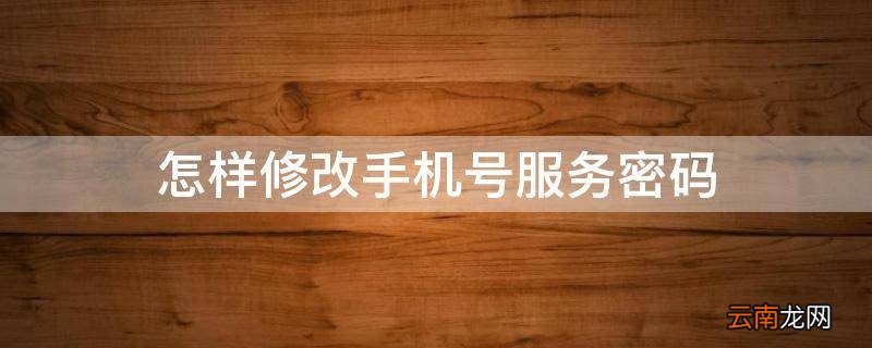 怎样修改手机号服务密码